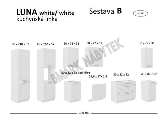 Kuchyňská linka LUNA bílá/bílá matná MDF, Sestava B, 350 cm  - 2