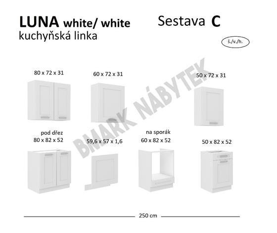 Kuchyňská linka LUNA bílá/bílá matná MDF, Sestava C, 250 cm  - 2