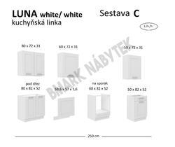 Kuchyňská linka LUNA bílá/bílá matná MDF, Sestava C, 250 cm - 2/2