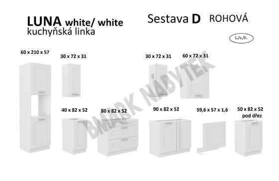 Kuchyňská linka LUNA bílá/bílá matná MDF, Rohova sestava D, 170x285 cm  - 2