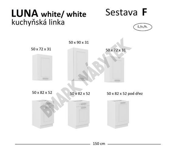 Kuchyňská linka LUNA bílá/bílá matná MDF, Sestava F, 150 cm  - 2