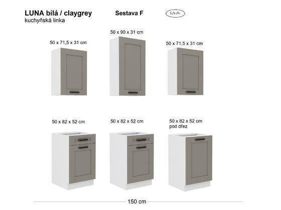 Kuchyňská linka LUNA bílá/claygrey MDF, Sestava F, 150 cm  - 2
