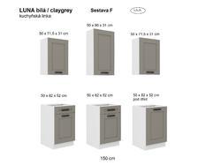 Kuchyňská linka LUNA bílá/claygrey MDF, Sestava F, 150 cm - 2/2