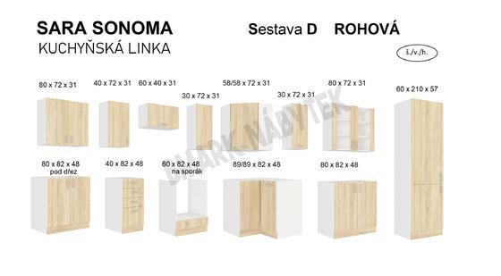 Kuchyňská linka SARA SONOMA, Rohová sestava D, 270 x 230 cm  - 2