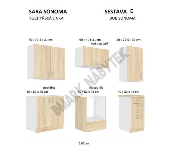 Kuchyňská linka SARA SONOMA, Sestava E, 180 cm  - 2