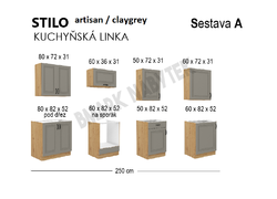 Kuchyňská linka STILO Sestava A, 250 artisan/claygrey  MDF - 2/2