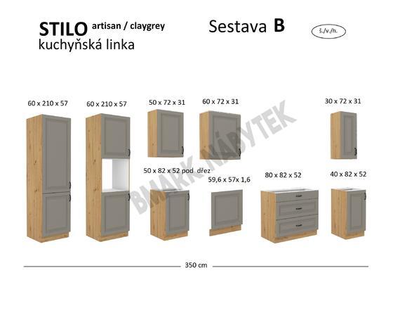 Kuchyňská linka STILO Sestava B, 350 artisan / claygrey  MDF  - 2