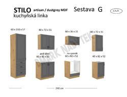 Kuchyňská linka STILO Sestava G, 240 artisan / dustgrey  MDF - 2/2