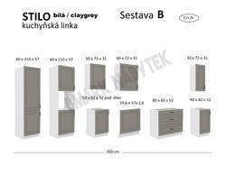 Kuchyňská linka STILO Sestava B, 350 bílá / claygrey  MDF - 2/2