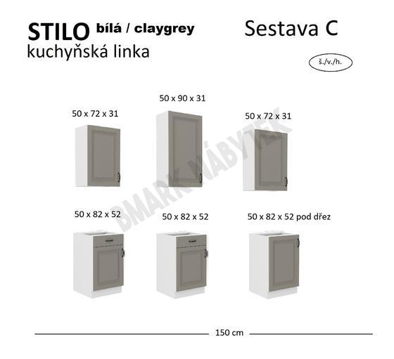 Kuchyňská linka STILO Sestava C, 150 bílá / claygrey  MDF  - 2