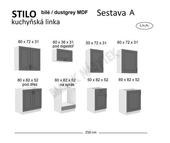 Kuchyňská linka STILO Sestava A, 250 bílé / dustgrey  MDF  - 2