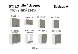 Kuchyňská linka STILO Sestava A, 250 bílá / claygrey  MDF - 2/2