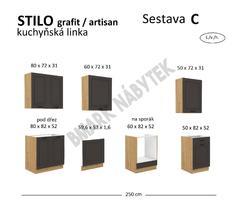 Kuchyňská linka STILO artisan/grafit, Sestava C, 250 cm - 2/2