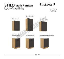 Kuchyňská linka STILO artisan-grafit, sestava F, 150 cm - 2/2