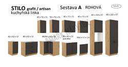 Kuchyňská linka STILO artisan/grafit, Rohová sestava A, 210x350 cm - 2/2