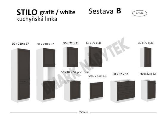 Kuchyňská linka STILO bílá/grafit MDF, Sestava B, 350 cm  - 2