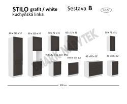 Kuchyňská linka STILO bílá/grafit MDF, Sestava B, 350 cm - 2/2