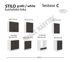 Kuchyňská linka STILO bílá/grafit MDF, Sestava C, 250 cm - 2/2