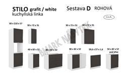 Kuchyňská linka STILO bílá/grafit MDF, Rohova sestava D, 170x285 cm - 2/2