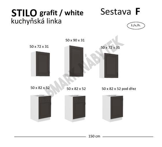 Kuchyňská linka STILO bílá/grafit MDF, Sestava F, 150 cm  - 2