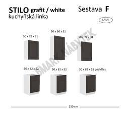 Kuchyňská linka STILO bílá/grafit MDF, Sestava F, 150 cm - 2/2