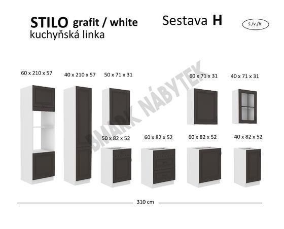 Kuchyňská linka STILO bílá/grafit MDF, Sestava H, 310 cm  - 2