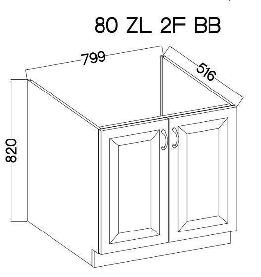 Spodní skříňka pod dřez MODENA dub artisan / černý mat, 80 ZL 2F  - 2