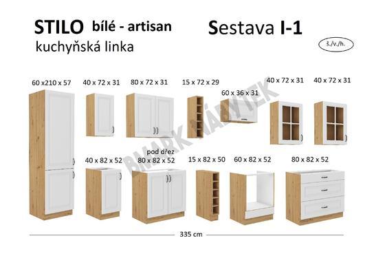 Kuchyňská linka STILO dub artisan/bílé MDF Sestava I-1, 335 cm  - 2