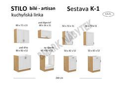 Kuchyňská linka STILO dub artisan/bílé MDF Sestava K-1, 240 cm - 2/2