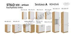 Kuchyňská linka STILO dub artisan/bílé MDF, Rohová sestava A, 210x350 cm - 2/2