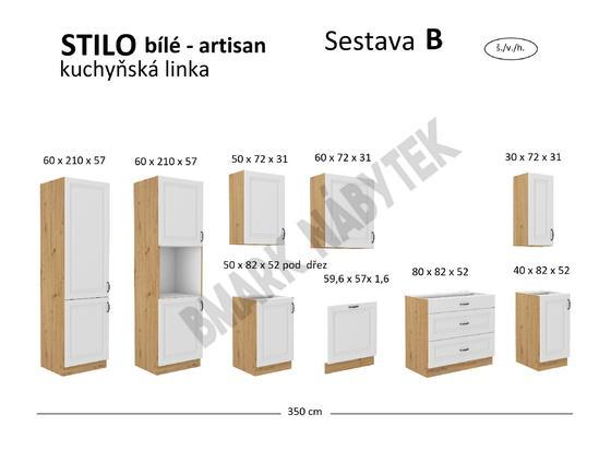 Kuchyňská linka STILO dub artisan/bílé MDF, Sestava B, 350 cm  - 2
