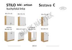 Kuchyňská linka STILO dub artisan/bílé MDF, Sestava C, 250 cm - 2/2