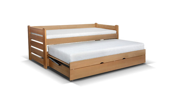 Buková postel s přistýlkou Framo 2 Plus  - 2