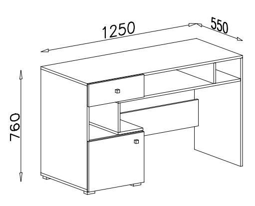 Psací stůl SI10 SIGMA bílý lux / beton / dub  - 2