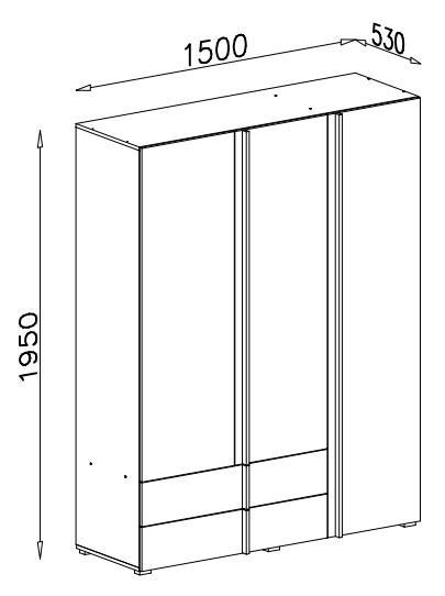Šatní skříň REMO RM1  bílý mat / dub wilton / antracit, 150 cm  - 2