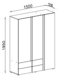 Šatní skříň REMO RM1  bílý mat / dub wilton / antracit, 150 cm - 2/5