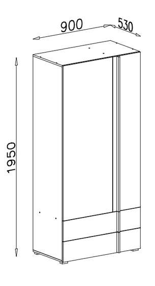 Šatní skříň REMO RM2  bílý mat / dub wilton / antracit, 90 cm  - 2