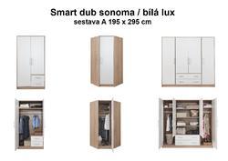 Skříně SMART dub sonoma / bílá lux, Sestava A, 195 x 295 cm - 2/5
