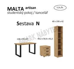 Studentský pokoj / kancelář MALTA artisan  Sestava N - 2/2