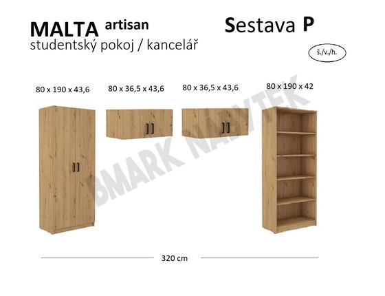 Studentský pokoj / kancelář MALTA artisan  Sestava P  - 2