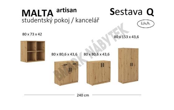 Studentský pokoj / kancelář MALTA artisan Sestava Q  - 2
