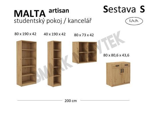 Studentský pokoj / kancelář MALTA artisan Sestava S  - 2