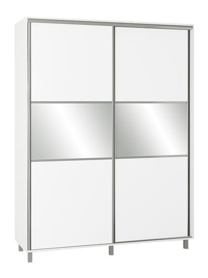 Skříň šatní bílý lesk se zrcadlem v.240 cm - š. 100 cm - 2