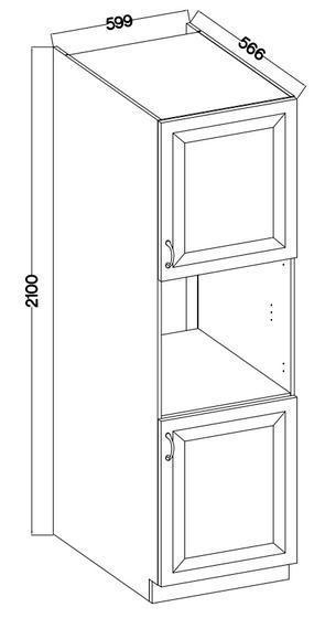 Vysoká skříň na troubu 60 DP-210 2F STILO artisan/ClayGrey MDF.  - 2