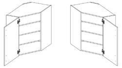 Horní skříňka rohová 60 x 60 GN-90 1F 45° ARTISAN CAPPUCCINO lesk / dub artisan - 3/3