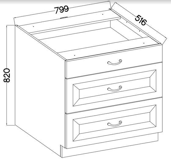 Spodní skříňka se šuplíky PREMIUM BOX, LUNA artisan/dustgrey MDF 80 D 3S BB  - 3