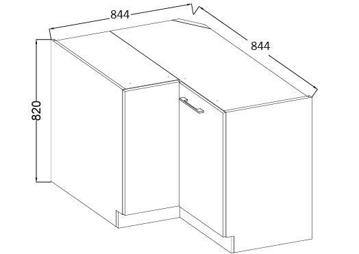 Spodní skříňka rohová LUNA artisan/claygrey MDF 90 x 90 ND 2F BB  - 3