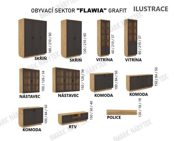 Šatní skříň 2D2S FLAWIA artisan/grafit MDF, 120 cm  - 3