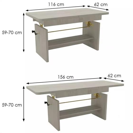 Rozkládací konferenční stolek Janek Kraft Bílý 116 x 62 cm  - 3