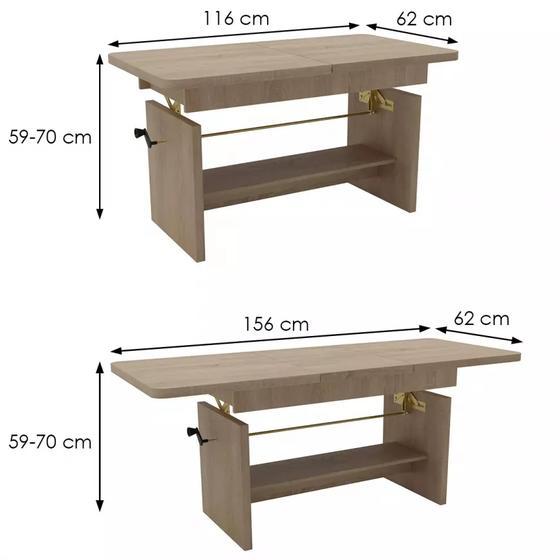 Rozkládací konferenční stolek  Janek Dub Sonoma 116 x 62 cm  - 3